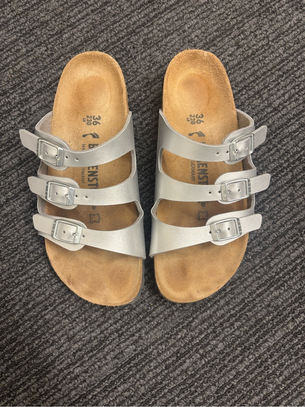 Birkenstock Triple Strap Sandals in Silver